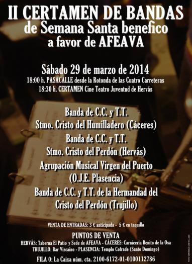 Hervás acogerá el día 29 el II Certamen de Bandas de Semana Santa a beneficio de la asociación de Alzhéimer